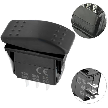 SPDT Waterproof Switch 20A 12/24VDC Rocker Switch (ON)-OFF-(ON) Rectangular Rocker Switch For Automotive Supplies