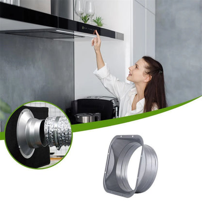 For Kitchen Hood Ventilator Pipe Connecting Vent Flange Exhaust Duct 4-10inch Electrostatic Spray Metal Silver-gray