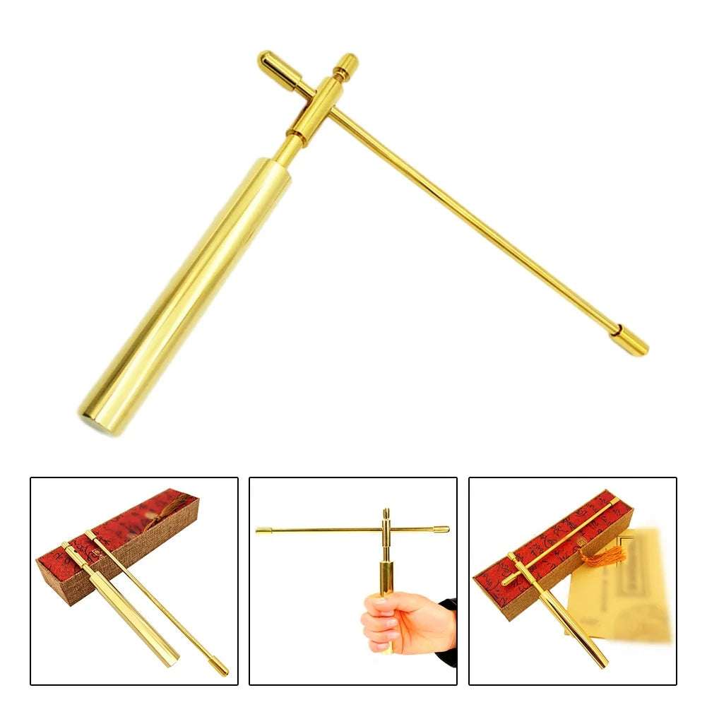 1pcs Pure Copper Probe Treasure Hunting Divination Tool Copper Rod Water Rods Handle Height 17 Cm Hand Length 21cm