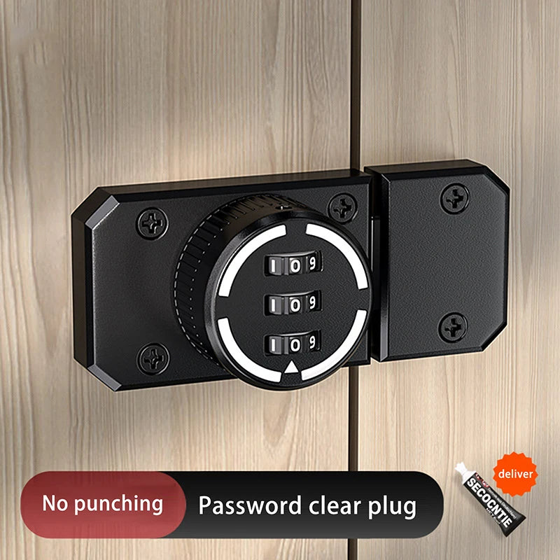 New 1 Set No-Punch Combination Door Lock 3 Digit Password Cabinet Locks With Combination Latch For Closet Door Door