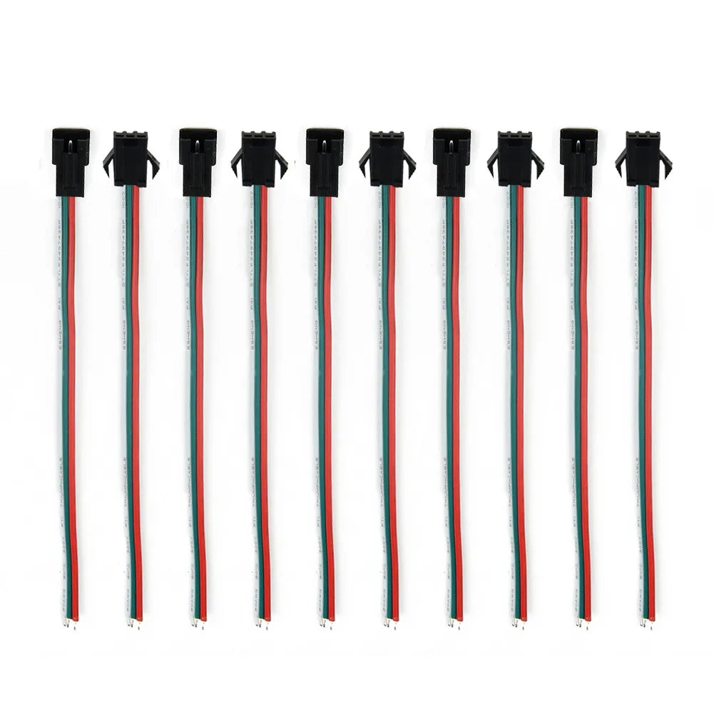 Wire Connector 2/3/5 Pin Male And Female Connector PVC Outside+ Tinned Copper Inside With Cable Light 10cm Connector Black