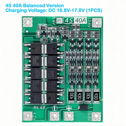3S 4S Lithium Battery BMS Protection Board 40A 60A with Balance and Enhance Functions for Drill Motor 11.1V-16.8V Li-ion Cells