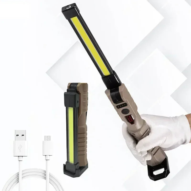 Powerful Fold Flashlight Type-c Rechargeable Lantern Built-in Battery Magnetic LED Work Lights for Camping Garage Emergency Lamp