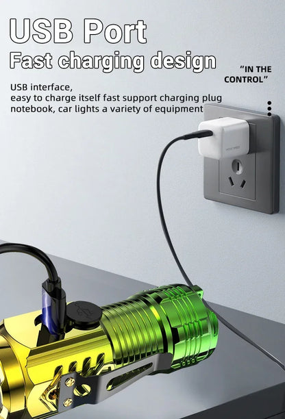 Rechargeable LED Pen Flashlight Mini Clip Waterproof Torch