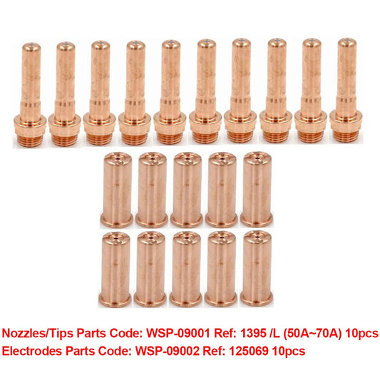 20pcs 125069 Electrodes 1395 /L Nozzles 50A~70A FOR Cebora CP-70 Plasma Cutting Torch Weiding Plasma Cutting Accessories