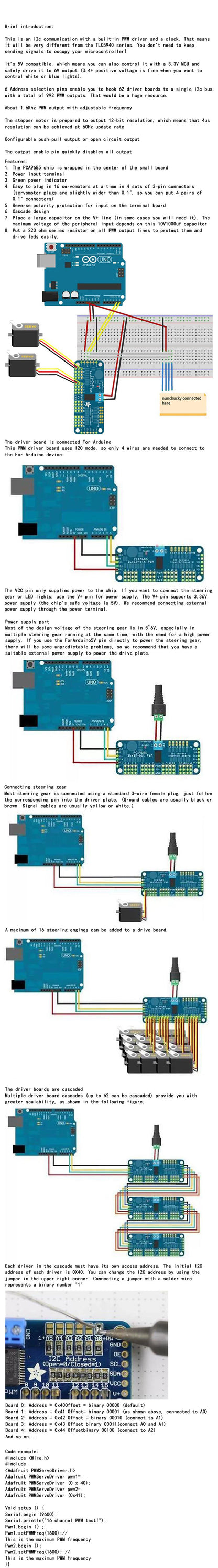 16-Channel 12-Bit PWM Servo Driver Module PCA9685 with I2C Interface for Arduino and Raspberry Pi