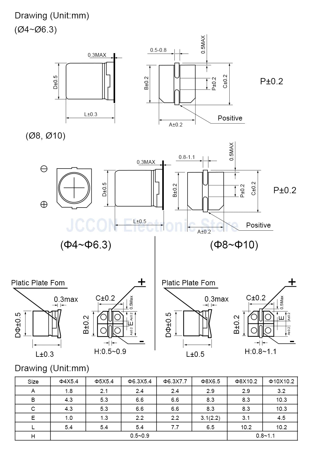 SMD Aluminum Electrolytic Capacitors 6.3V–100V 0.47µF–1000µF