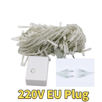 220V Christmas New Year LED String Lights 10M 20M Garland Outdoor Wedding Party Festoon Fairy Decoration Lamp