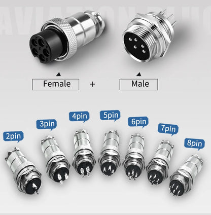 1PCS GX16 Auto Waterproof Connector 2-10 Pins with Power Cable Line Socket Plug — Suitable for Industrial Machinery and Equipment