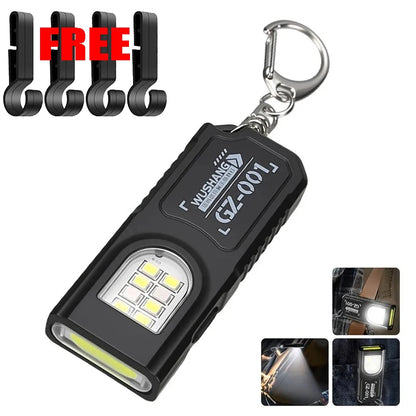 Mini Keychain Flashlight with Magnet Rechargeable Multifunction Torch Lamp Portable Clip on Flashlight Waterproof Camping Light