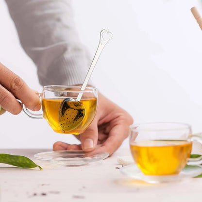 10/1pc Handle Heart-shaped Tea Filter Stainless Steel Mesh Heart Shaped Tea Strainer Spoon Tea Infuser Spoon Kitchen Accessories
