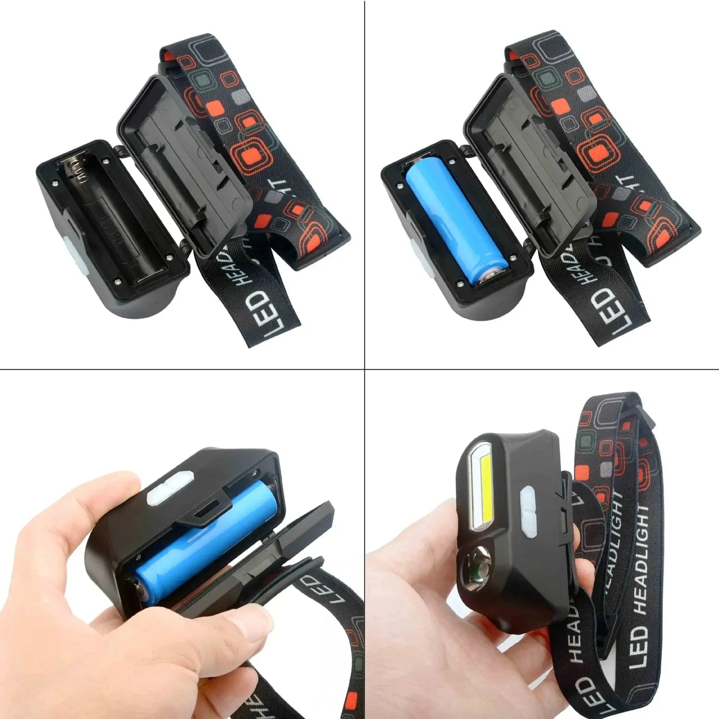 Powerful Portable XPE+COB Headlamp LED Head Flashlight Type-C Rechargeable Outdoor Waterproof Fishing Camping Hiking Headlight