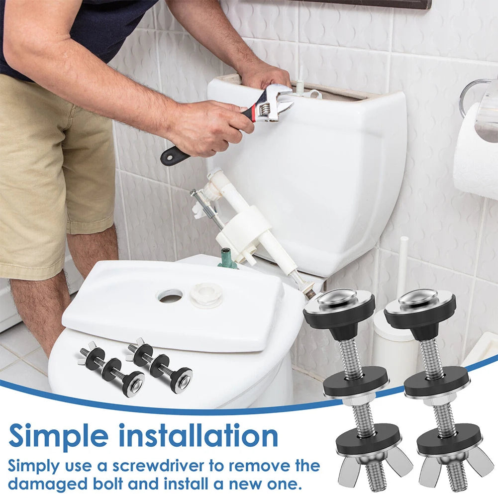 Bathroom Screws Bolts Stainless Steel Toilet Tank Bolt Reliable Support Split Washer 2pcs Bowl Bolt Kit Easy Installation