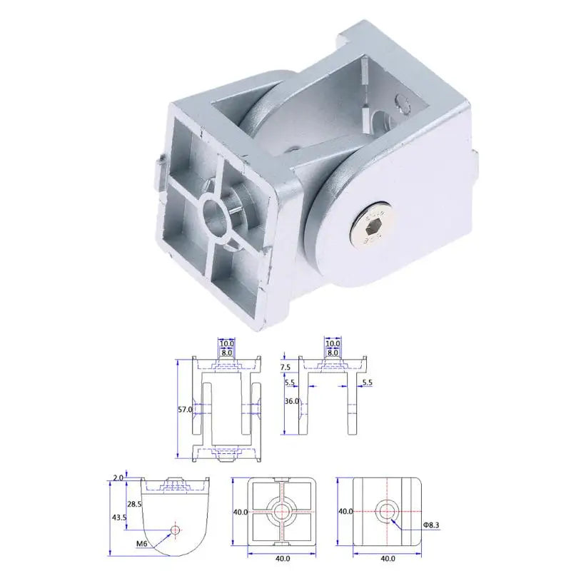 Zinc Alloy Hinge Industrial Aluminum Angle Connector for 20/30/40 Profiles