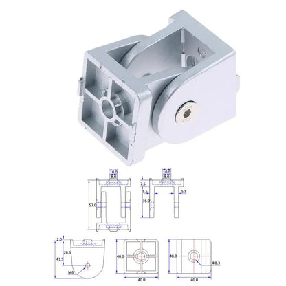 Zinc Alloy Hinge Industrial Aluminum Angle Connector for 20/30/40 Profiles
