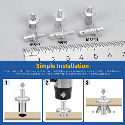 Hammer Drive Expansion Rivets — Percussion Aluminum Nail Head Knock Type Tapping Screw Fastener