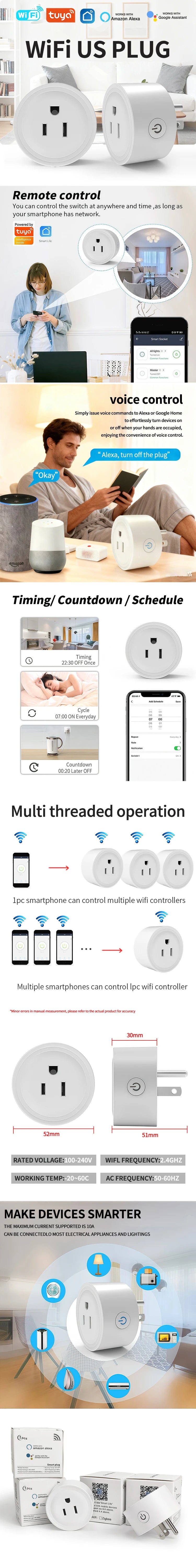 Zigbee Wi‑Fi Smart Plug US Outlet with Energy Monitoring, Works with Alexa/Google Home, Tuya App Control, Timer & Schedule