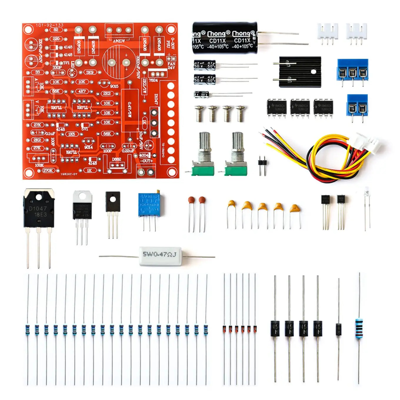 0-30V Adjustable DC Regulated Power Supply DIY Kit with Current Limiting Protection