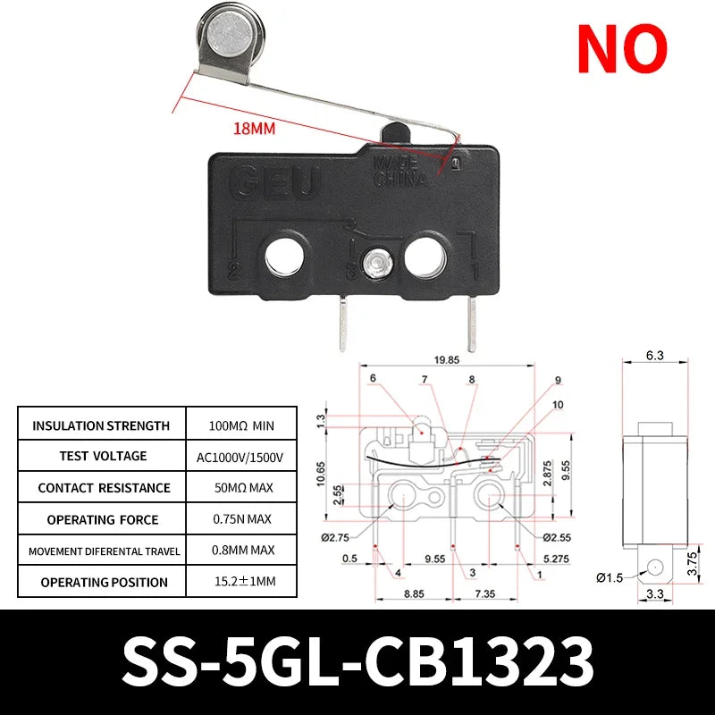 10/50/100Pcs Micro Limit Switch SPDT Snap Action, 5A 250V Mini Switch for Home Appliance, Control Circuit, DIY Projects