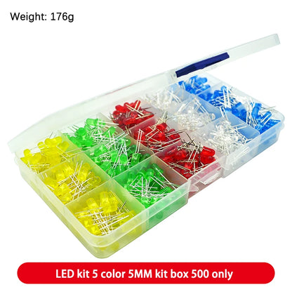 Electronic Component Kit Box with LEDs, Transistors, IC Sockets, Switches, and Jumper Wires