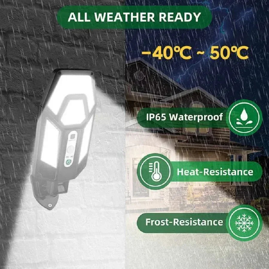 Powerful LED Solar Courtyard Wall Lamp Rechargeable Light Human Body Induction Garden Terrace Garage Door Street Lighting