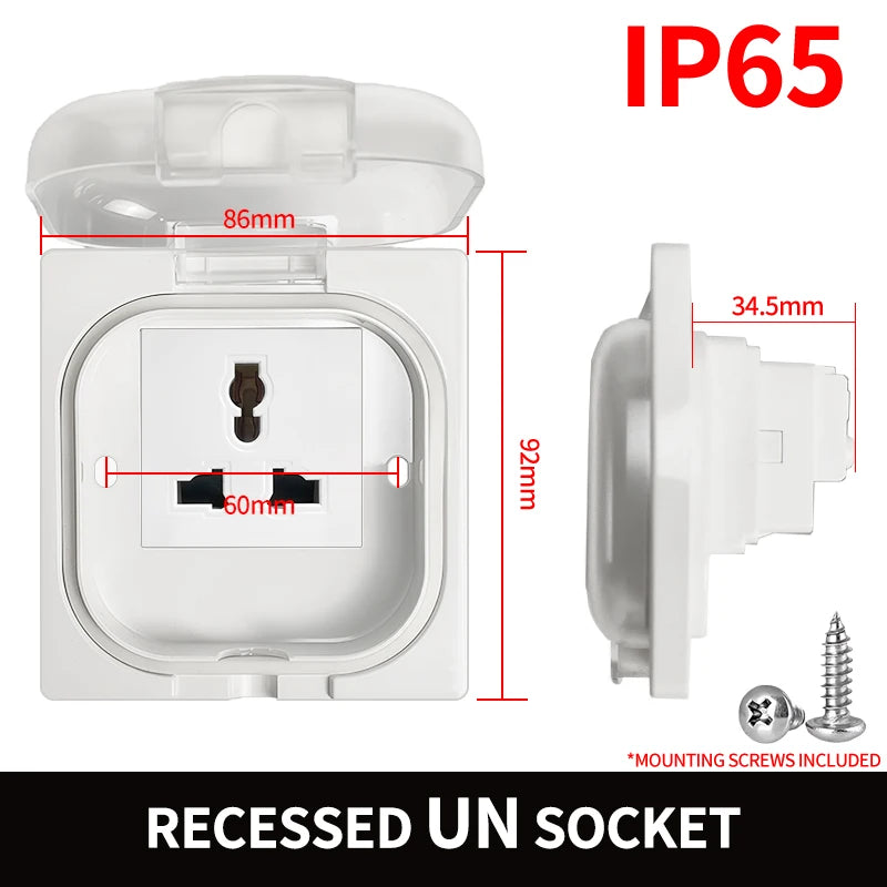Ip65 Socket IP65 Waterproof Outdoor Socket, 16A High Power Wall Plate, 250V US/Tha ...