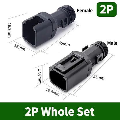 2-12P DT Connector Male Female Tail Clip Set 1011-235-0405 with Corrugated Pipe Harness Protective Sheath