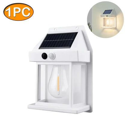 1-4PCS Solar Tungsten Filament Lamp Outdoor Waterproof Garden Wall Light Intelligent Induction Courtyard Villa Lighting Lantern