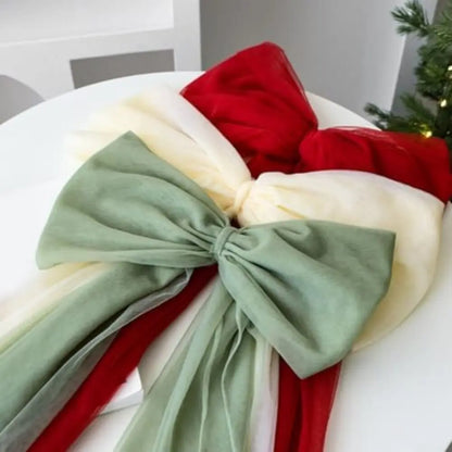 Decorative Tree Top Christmas Bow Ornament with Yarn Material for Holiday Decoration on Trees Wreaths and Garlands Seasonal Use