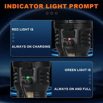 Outdoor Mini Flashlight 9 LED Strong Light Lantern Long Range Rechargeable Pocket Lamp Portable Camping Hiking Magnetic Light
