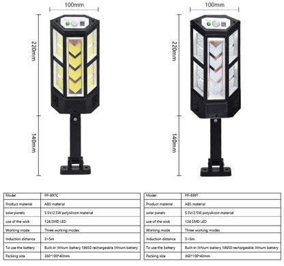 Powerful Solar LED Street Light – 3 Modes with Motion Sensor Super Bright COB Wall Lamp for Outdoor Garden & Yard Lighting