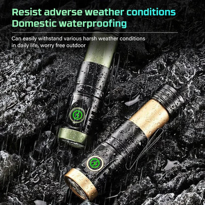 Rechargeable LED Flashlight Powerful Torch with Side Light Power Bank Zoom Emergency Lamp Outdoor Strong Light Camping Lantern