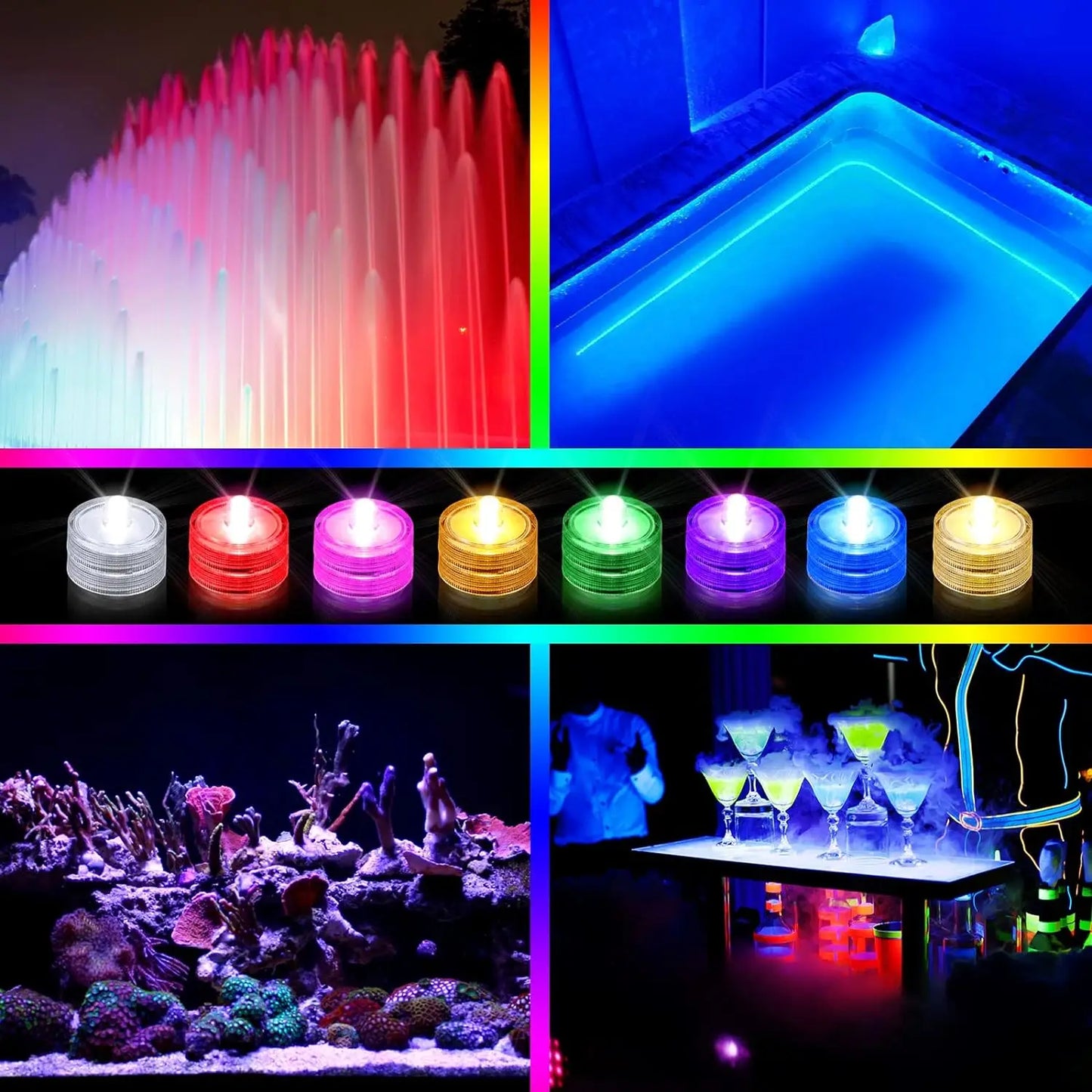 LED Flameless Waterproof Tea Lights Submersible Pool Candle Lights Decor