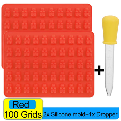 100/50x Candy Silicone Chocolate Mold Baking Supplies DIY Fudge Chocolate Candy Making Molds Gummy Bear Mold With Dropper Pastry