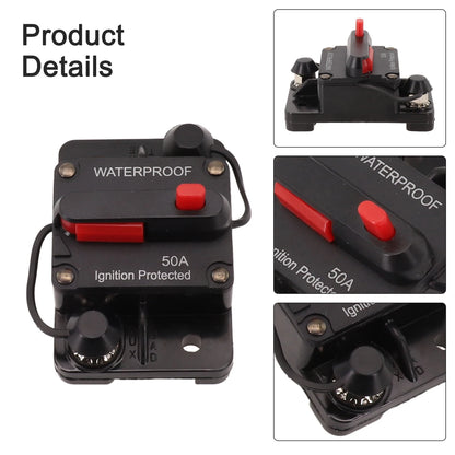 Color Black Manual Reset Fuse Sealed And Waterproof M6 Connection Studs Manual Reset Switch Protective Rubber Cap