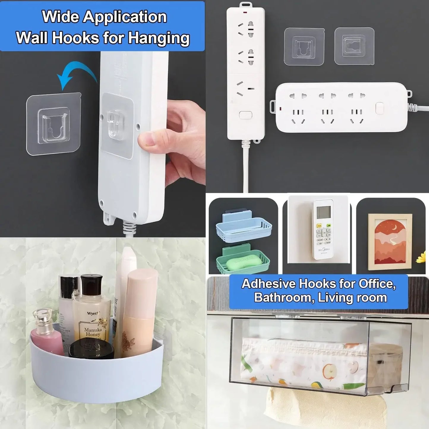 Double Sided Adhesive Wall Hooks Invisible Traceless Storage Hooks