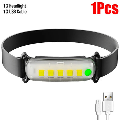 USB Rechargeable 5LED Headlamp High Power Head Flashlight 18650 Built-in battery Headlight LED Head Torch For Camping Fishing