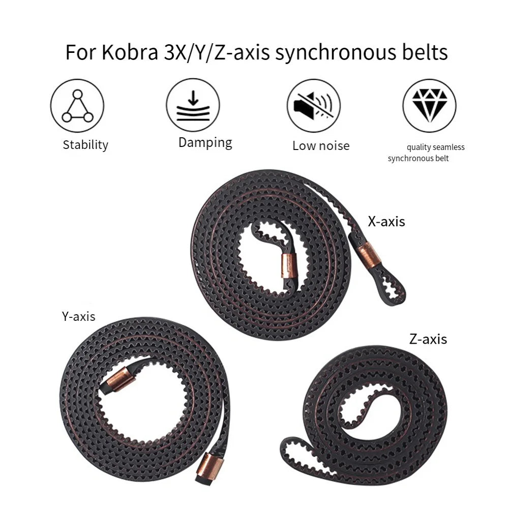 3PCS Timing Belt Kit For Kobra3 Spare Y Z Axis Timing Belt Rubber Drive Belt For 3D Printer  For Replacing Worn-out Belts