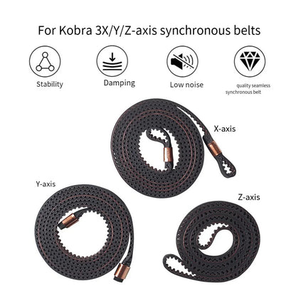 3PCS Timing Belt Kit For Kobra3 Spare Y Z Axis Timing Belt Rubber Drive Belt For 3D Printer  For Replacing Worn-out Belts