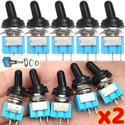 2/1pcs 2 Pin Mini Toggle Switch SPST 2 Position ON OFF Flat Handle Latching Switch for Car Truck with Solder Terminals