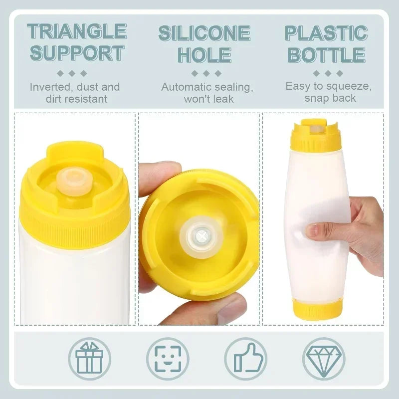 16oz Double Ended Sauce Squeeze Bottle Salad Dressing Dispenser