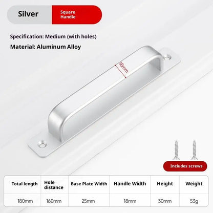 Drill-free Aluminum Handle for Sliding Door Window Drawer Bathroom Push-Pull