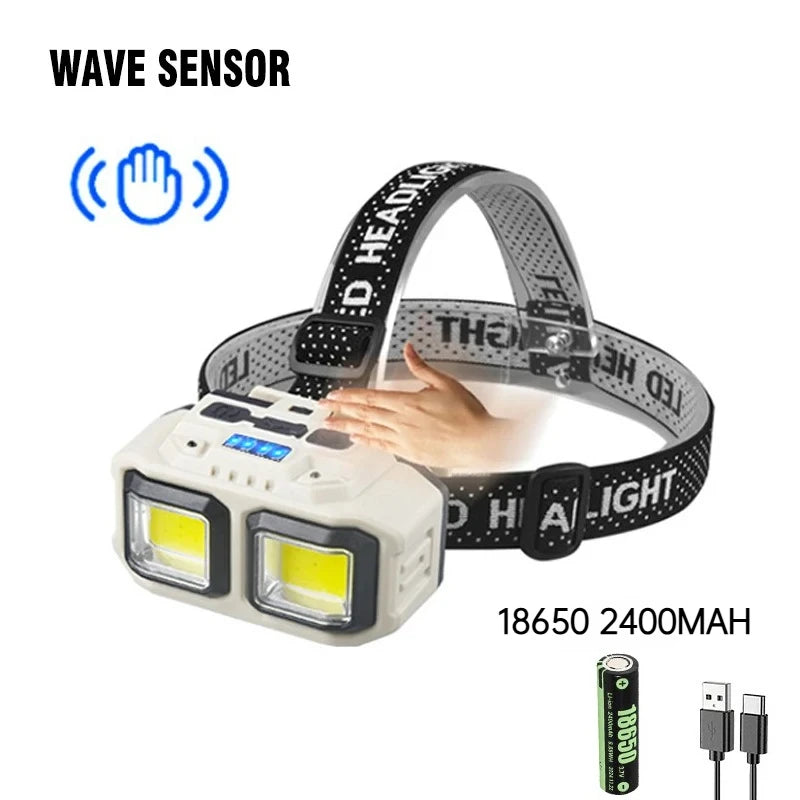 Powerful LED Headlamp COB Sensor Rechargeable Head Torch for Outdoor