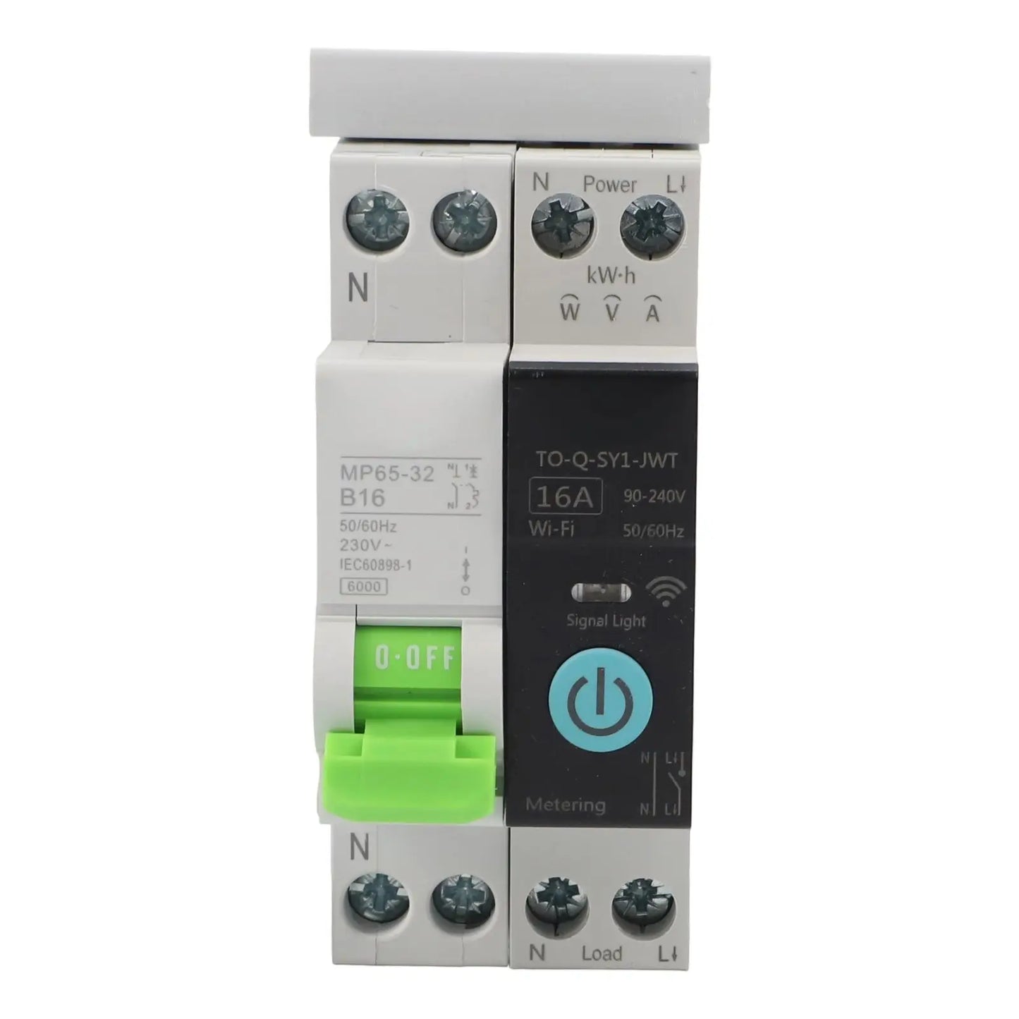 Smart WiFi Circuit Breaker Switch for DIN Rail Installation with Multi Function Timer and Real Time Energy Usage Insights