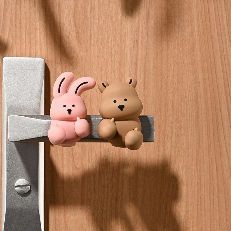 New Bear Duck Punch-free Door Anti-collision Pad Room Bathroom Door Handle Silicone Silent Protection Pad Door Handle Cover