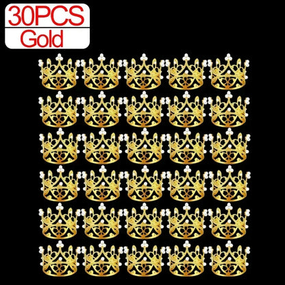 Wholesale Crown Cake Decoration Gold Silver Pearl Crown Topper Mini Princess Headwear Decoration Birthday Wedding Decor Supplies
