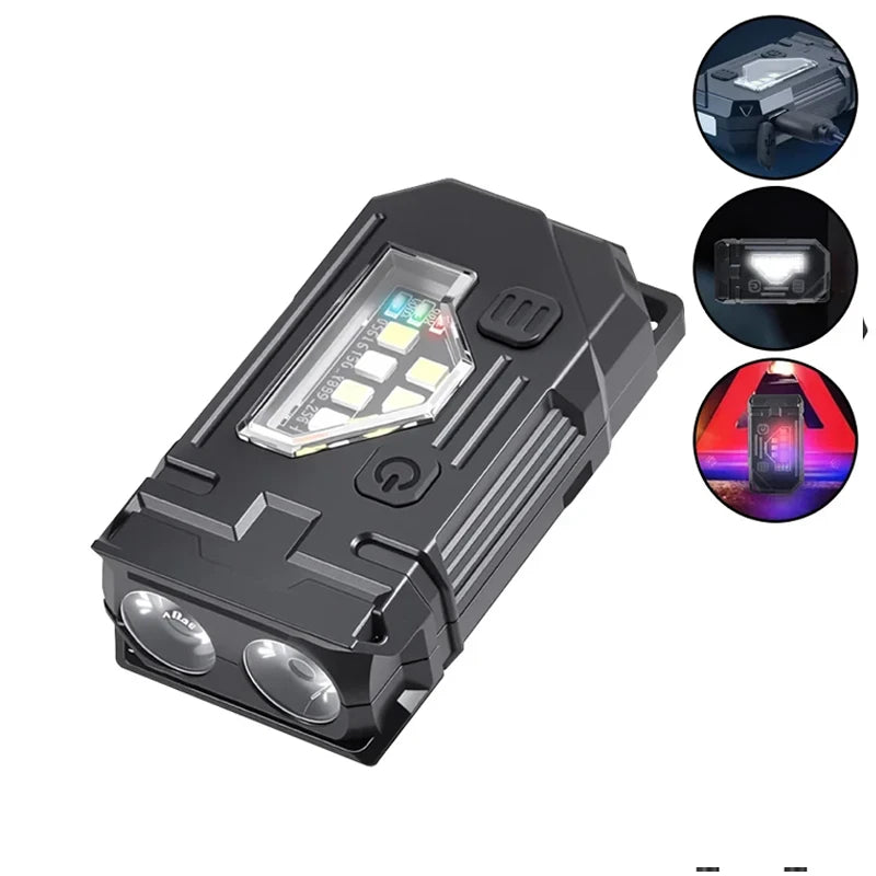 Mini Portable Keychain LED Flashlight TYPE C Rechargeable Camping Hiking Lantern High Power Luminous Flash Light Pocket Torch