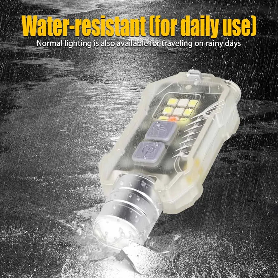 Rechargeable Powerful EDC Flashlight Portable Zoomable Floodlight with Tail Strong Mini Camping Waterproof Lantern for Hiking