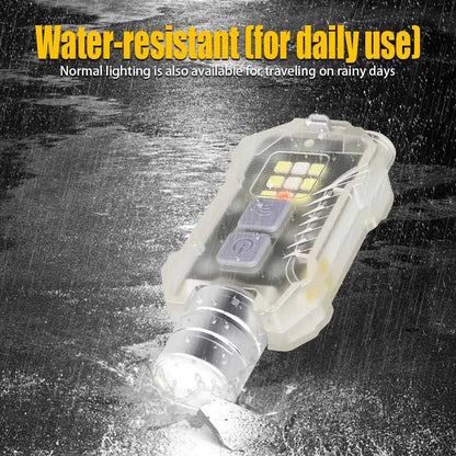 Rechargeable Powerful EDC Flashlight Portable Zoomable Floodlight with Tail Strong Mini Camping Waterproof Lantern for Hiking