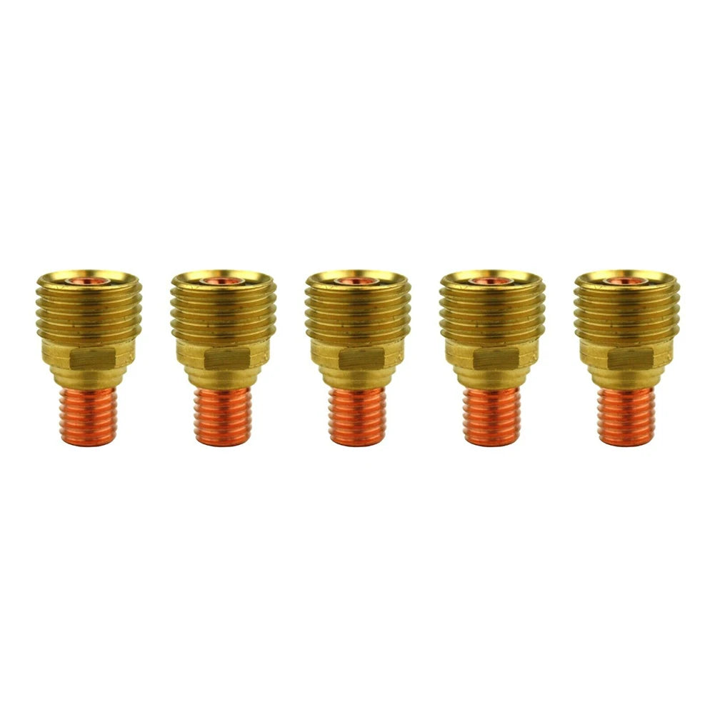 5pcs Welded Gas Lenses Collet Body For TIG Welding Torches Series 9/20/25 With Gas Lens Set-Up  0.020" 0.040" 1/16"  3/32" 1/8"